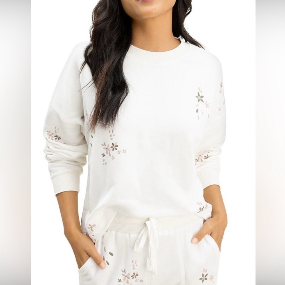 Splendid Love Me Floral Embroidered Sweatshirt XL